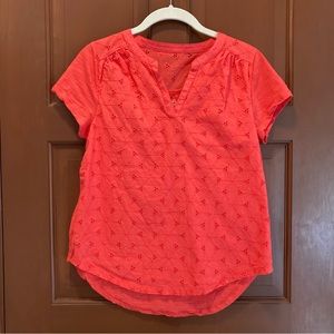 St John’s Bay Split Crew Neck Eyelet Top